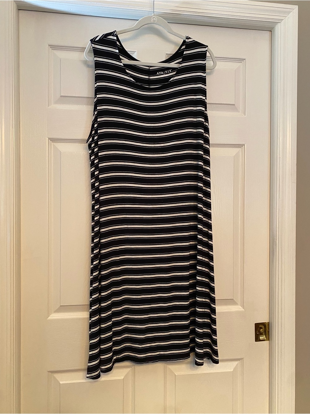 Ava & Viv Black and White Striped Midi Tank Dress